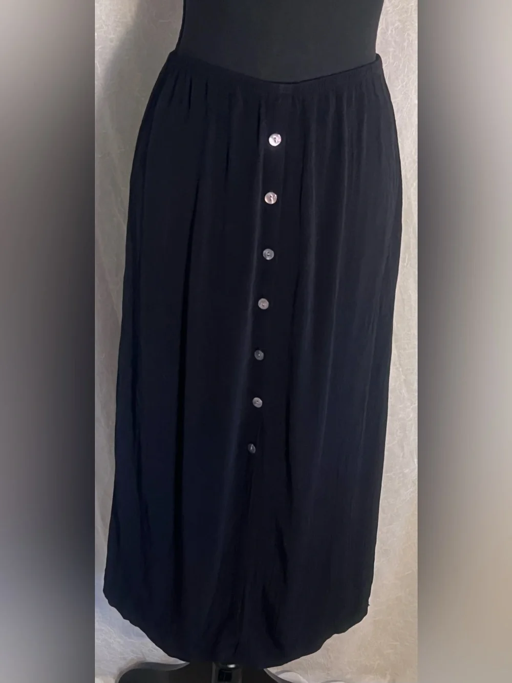 Classic Black Button-Front Maxi Skirt - Picture 1 of 5